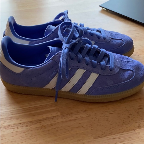 adidas Shoes - Periwinkle blue suede Sambas Worn Once